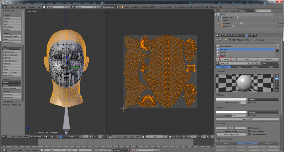 Texturing Mass Effect head in Blender
